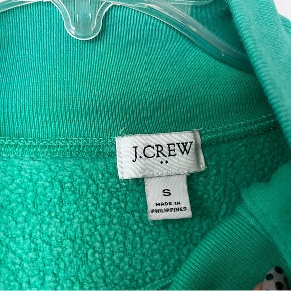 J. Crew Green Wide button-collar pullover sweatshirt in cloudspun fleece S - Picture 3 of 5